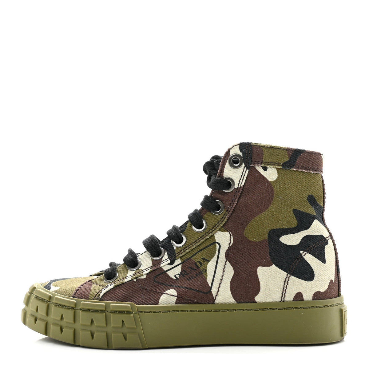 Denim Triangle Logo Camo Sneakers 35 Militare