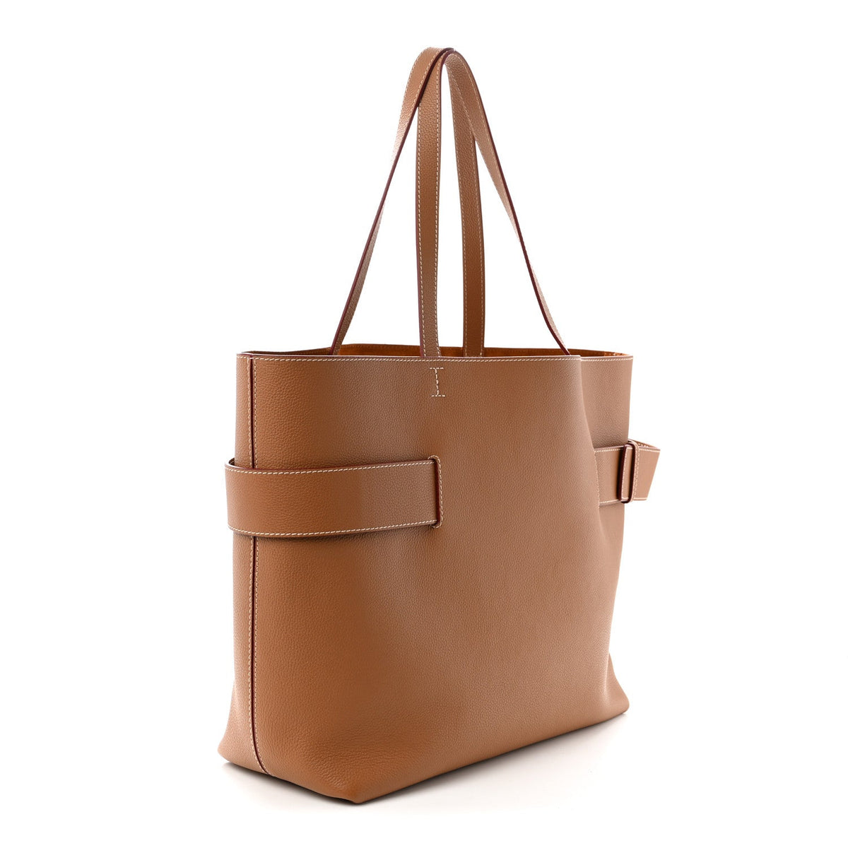 Grained Calfskin Large T-Bar Sling Tote  Tan