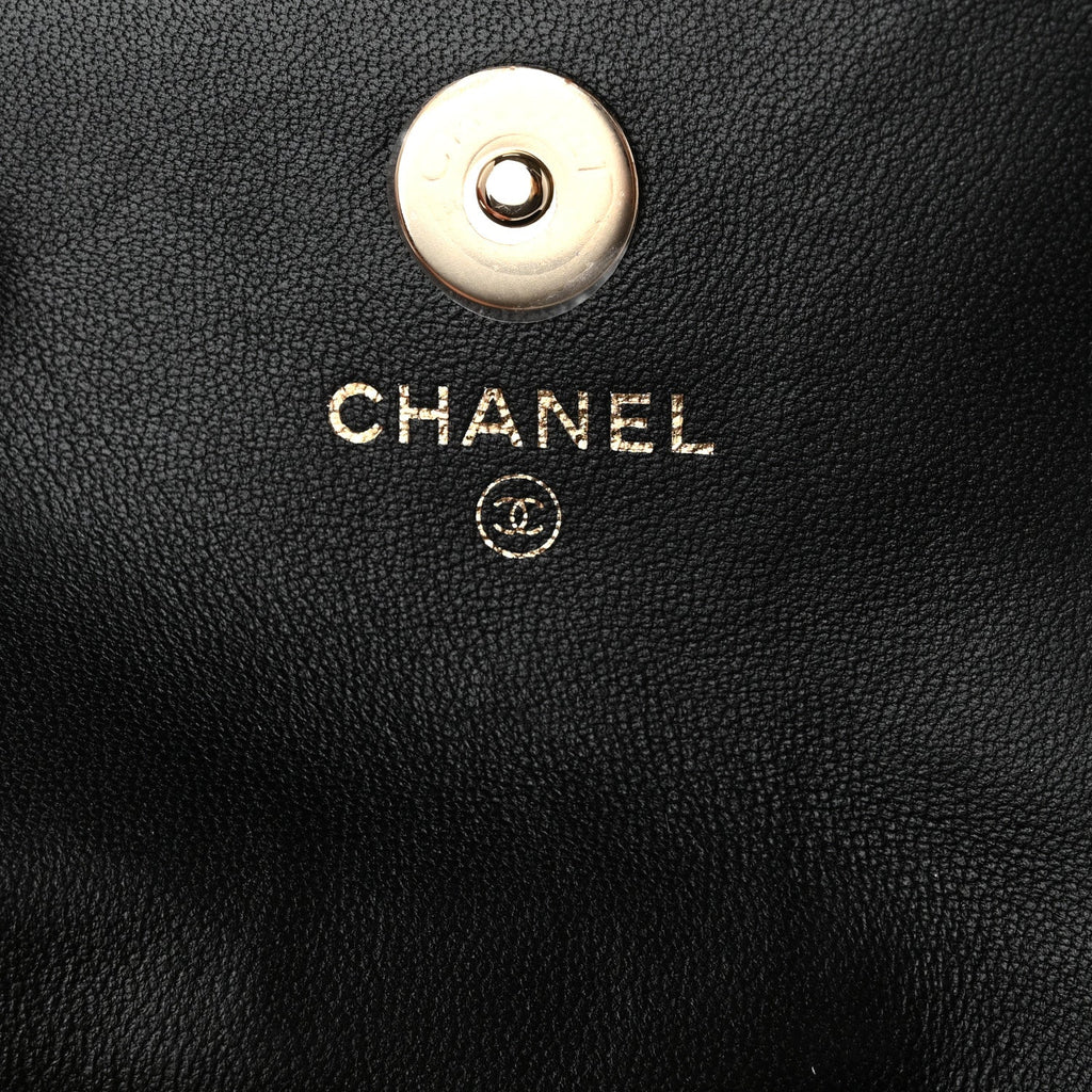 Lambskin Quilted Pearl Chain Belt Bag Black