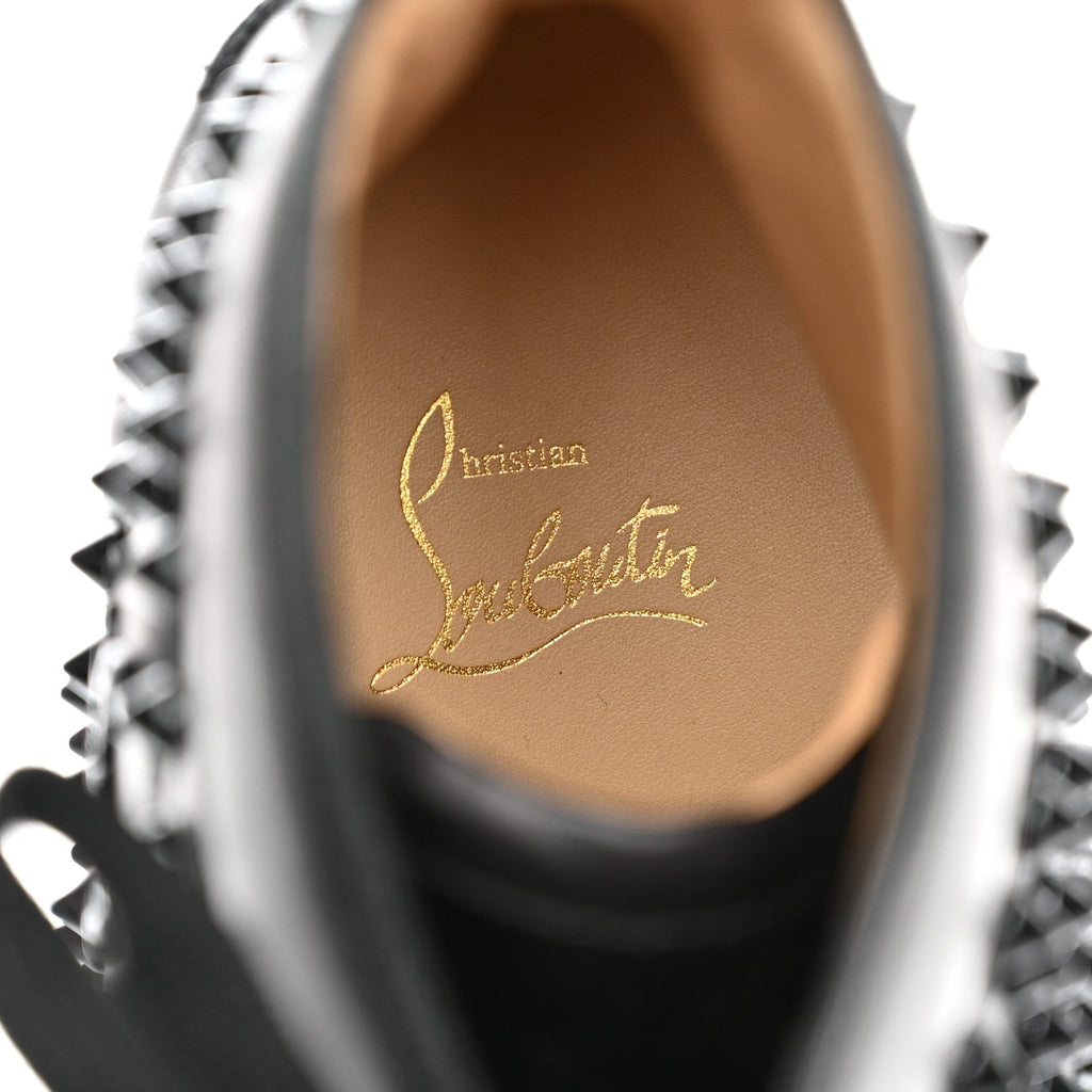 Calfskin Mens Louis Spikes Flat Sneakers 43.5 Black