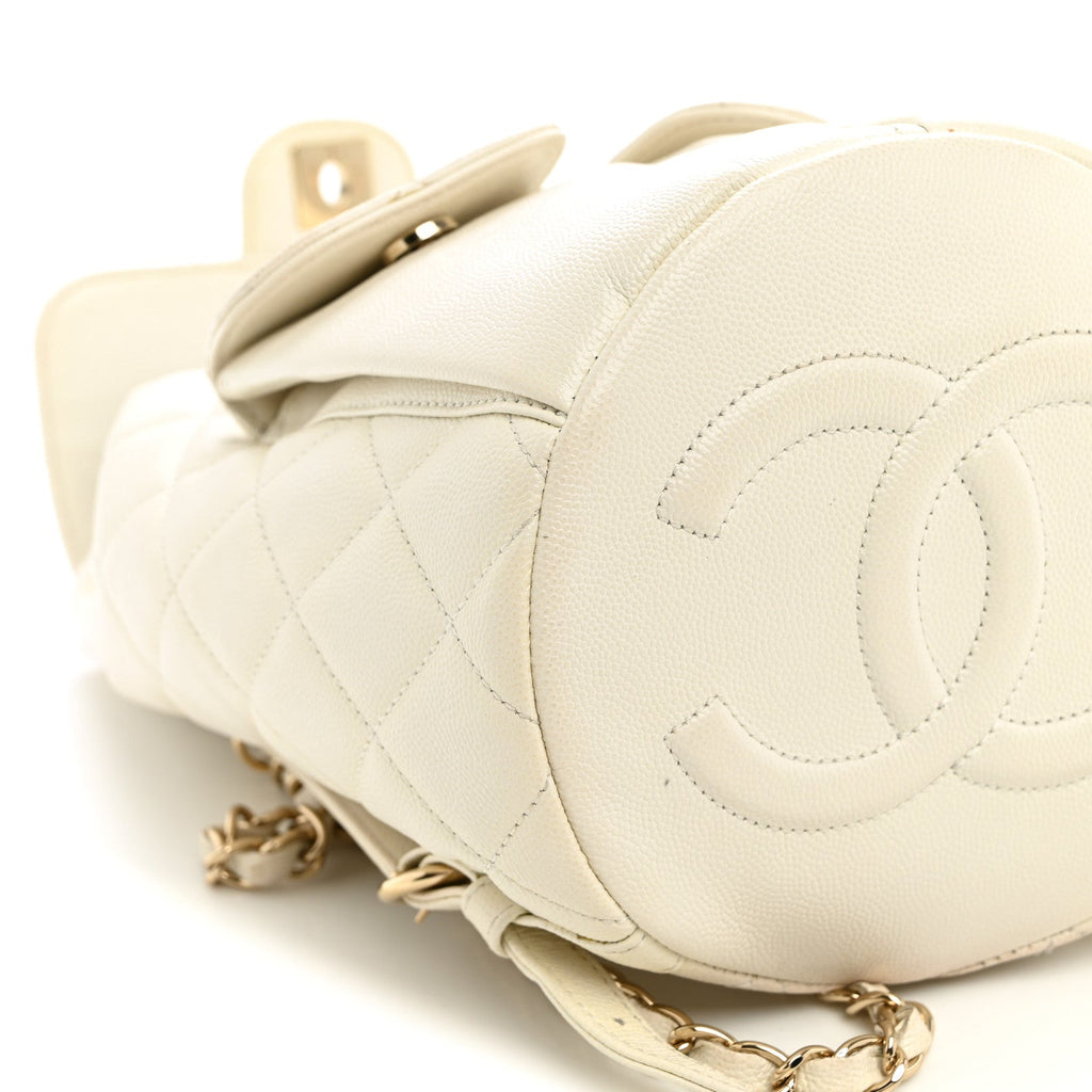 Caviar Quilted Double Pocket Backpack White