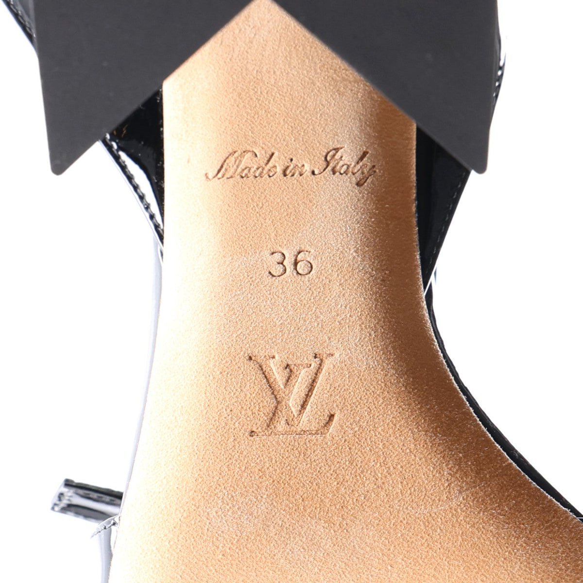 Patent Calfskin Shake Sandals 36 Black