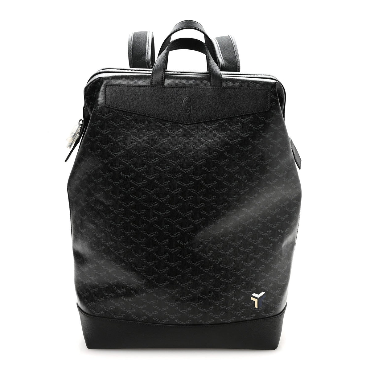 Goyardine Calfskin Cisalpin MM Backpack Jet Black