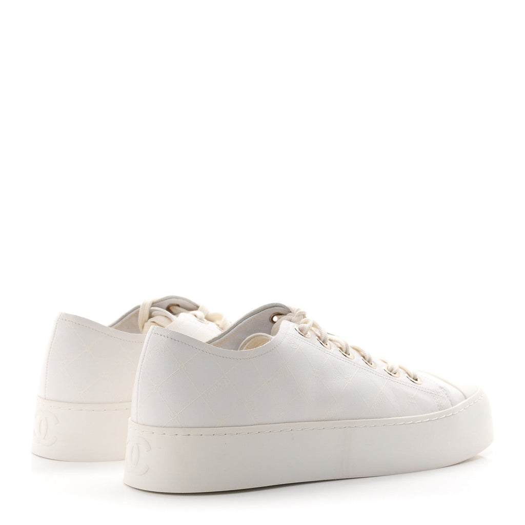 Lambskin Printed Logo Sneakers 39 White