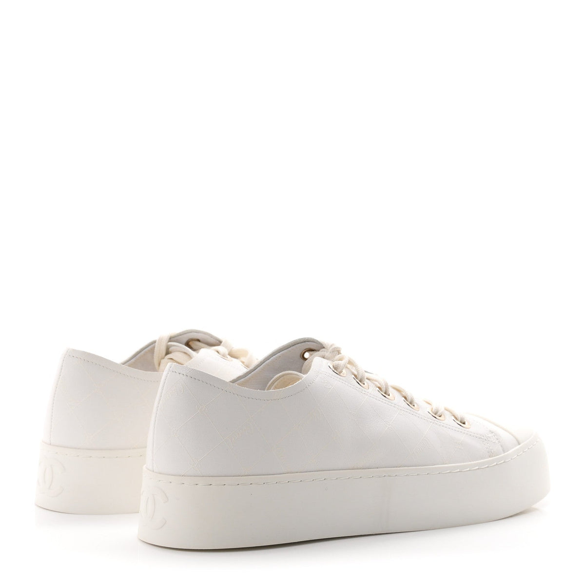 Lambskin Printed Logo Sneakers 39 White