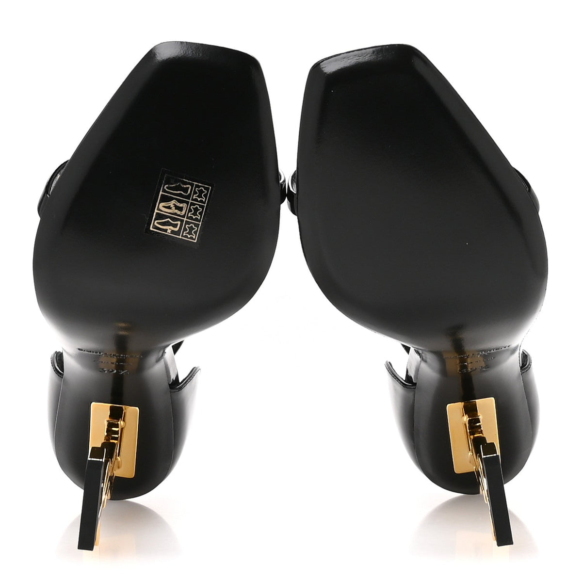 Patent Calfskin Opyum 110 Sandals 39.5 Black Gold