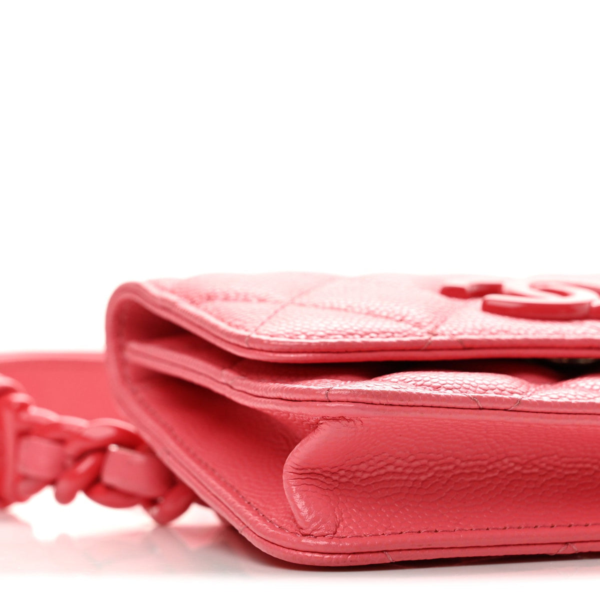 Caviar Quilted My Everything Belt Flap Card Holder Pink