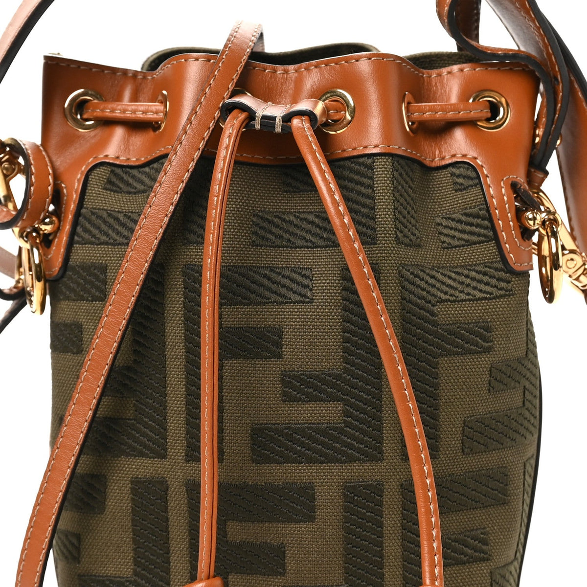 Canvas Vitello King F is Fendi FF Embroidered Mini Mon Tresor Bucket Bag Amazzonia Cuoio