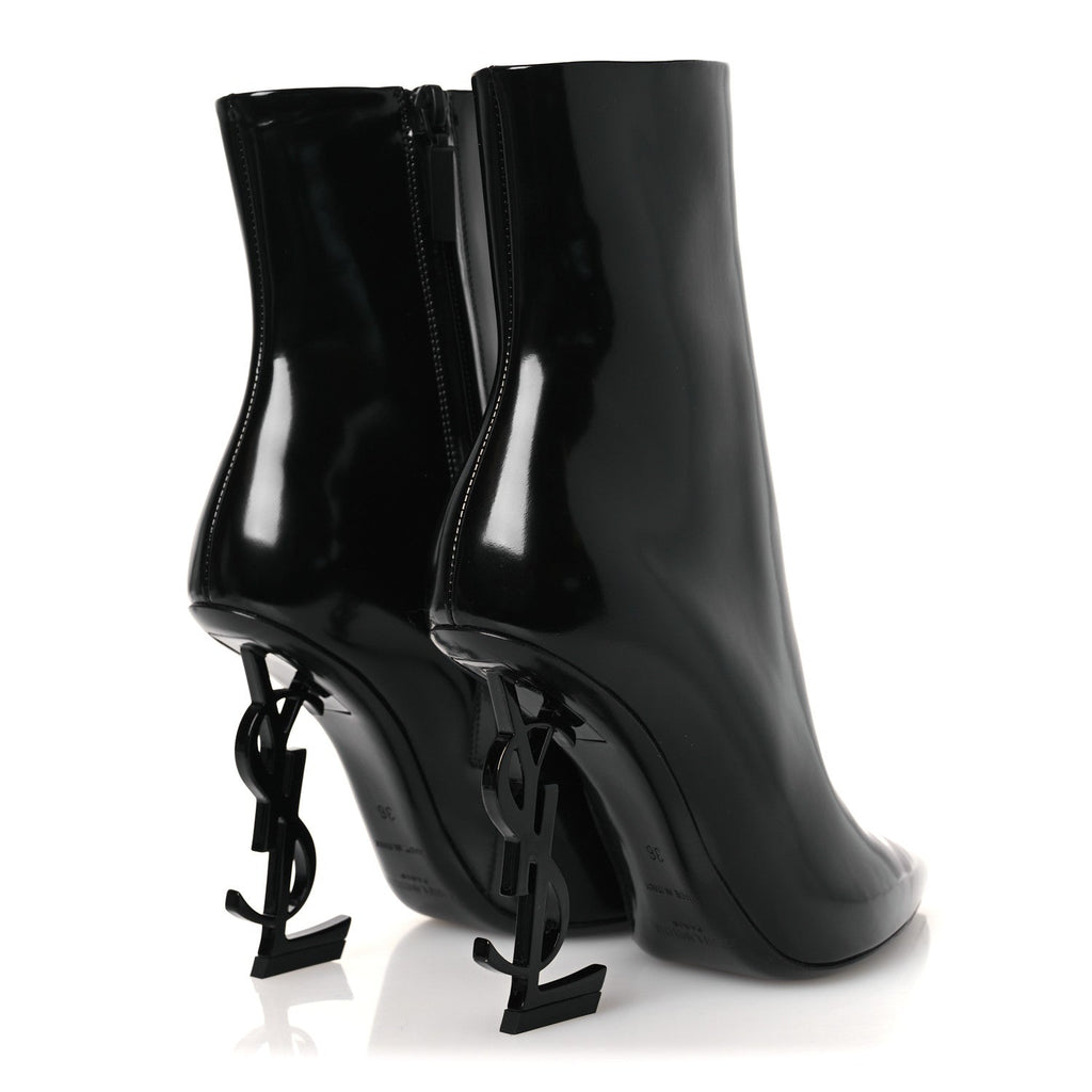 Glazed Calfskin Opyum Ankle Boots 36 Black