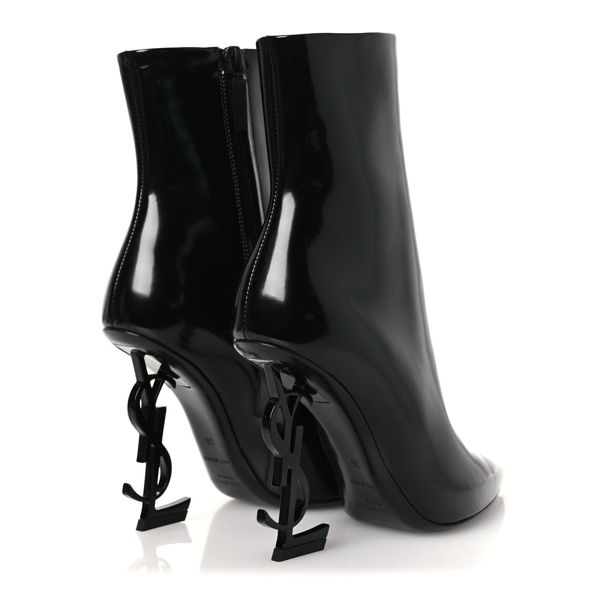 Glazed Calfskin Opyum Ankle Boots 36 Black