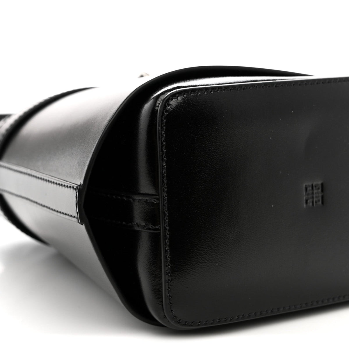 Box Calfskin Shark Lock Bucket Bag Black