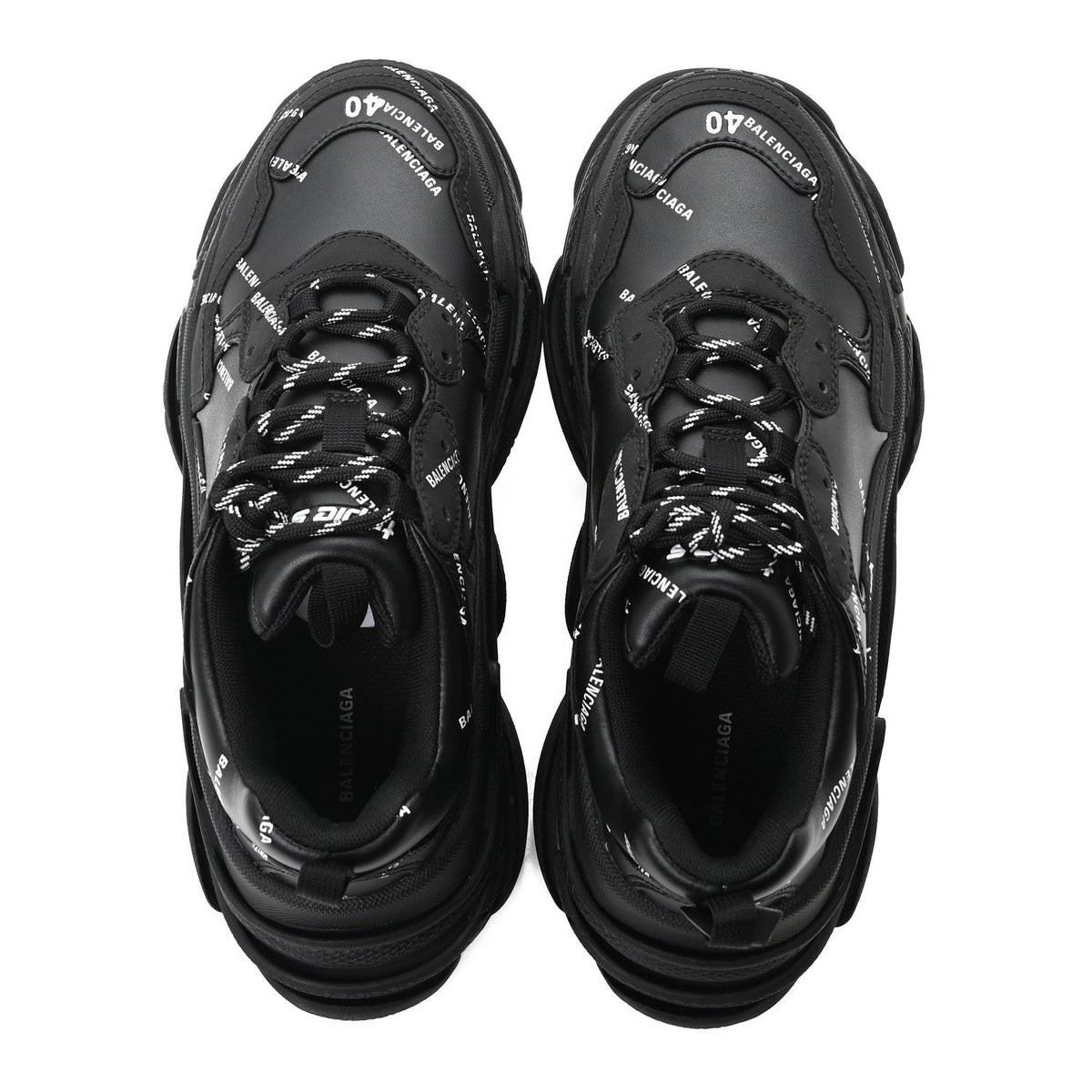 Technical Fabric Allover Logo Mens Triple S Sneakers 40 Black White
