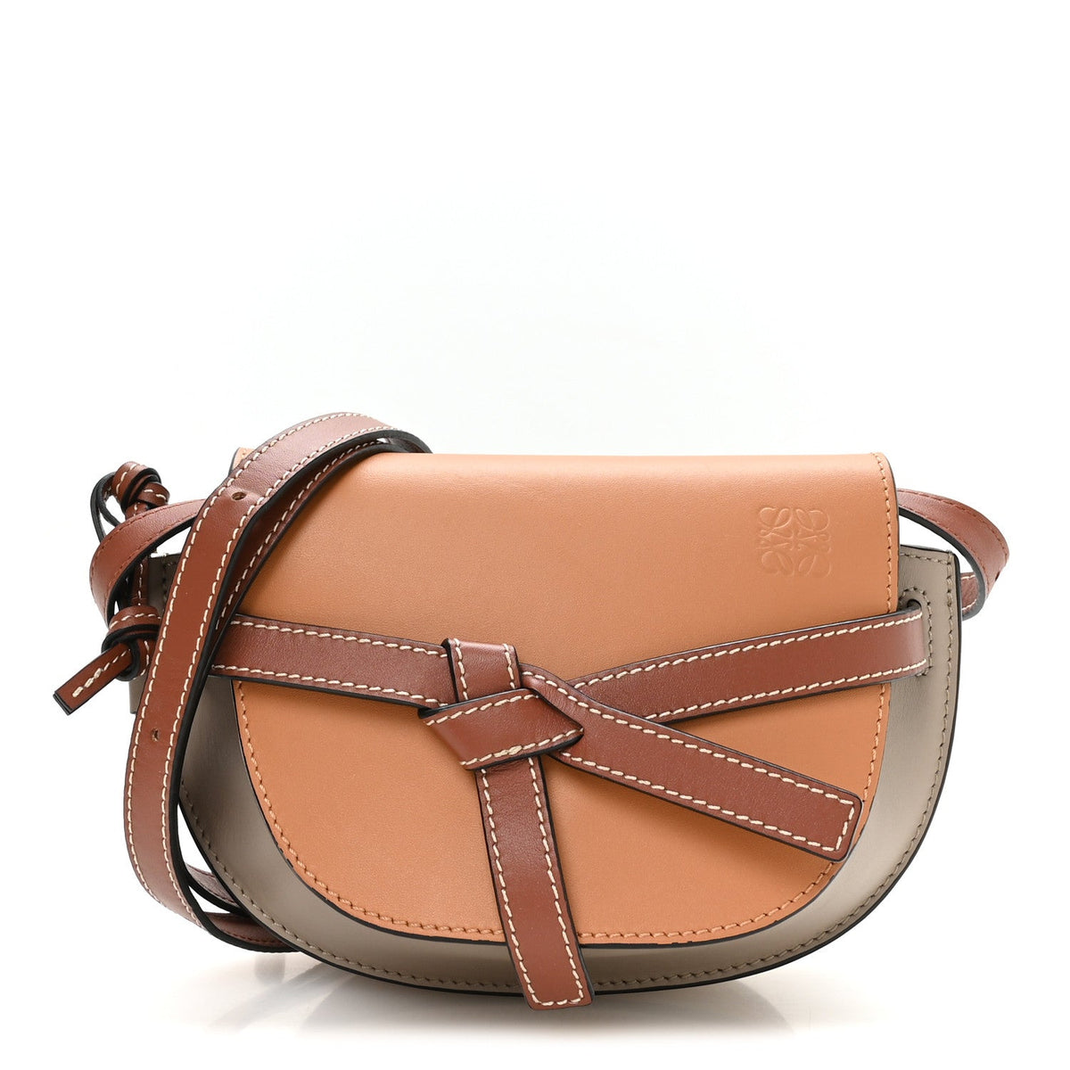 Calfskin Mini Gate Dual Bag Amber Light Grey Rust
