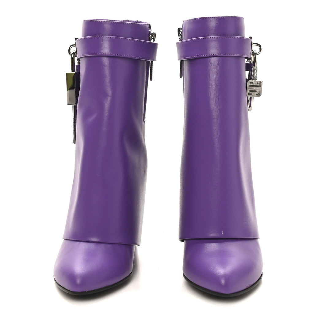 Calfskin Shark Lock Ankle Boots 35 Ultraviolet