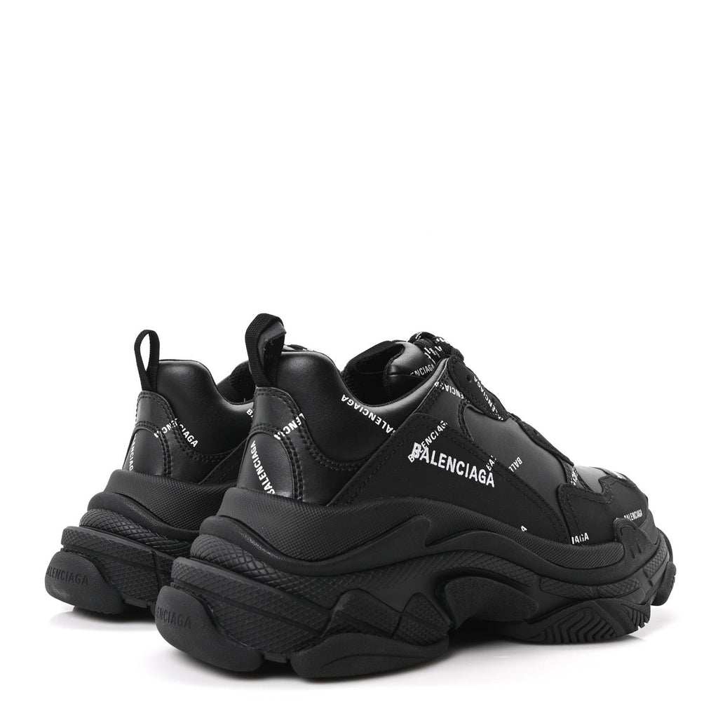 Technical Fabric Allover Logo Mens Triple S Sneakers 40 Black White