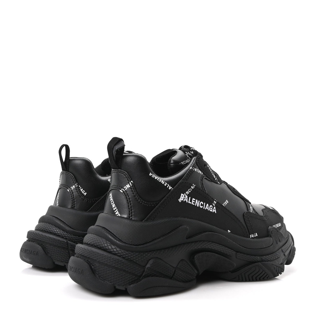 Technical Fabric Allover Logo Mens Triple S Sneakers 40 Black White