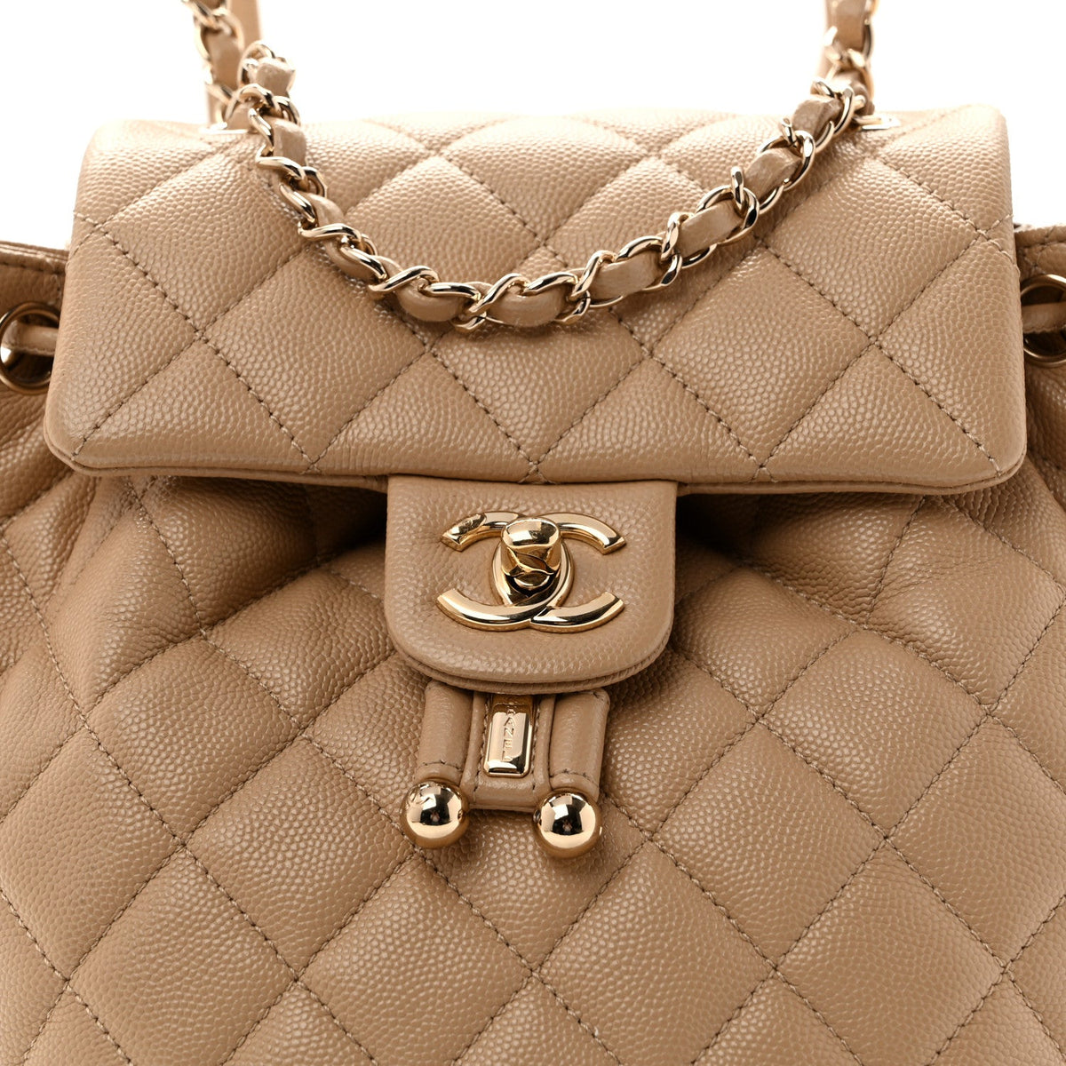 Caviar Quilted Mini Urban Spirit Backpack Dark Beige