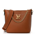 Calfskin Lock and Walk Bucket Cognac