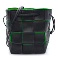 Calfskin Maxi Intrecciato Small Cassette Bucket Bag Black Parakeet
