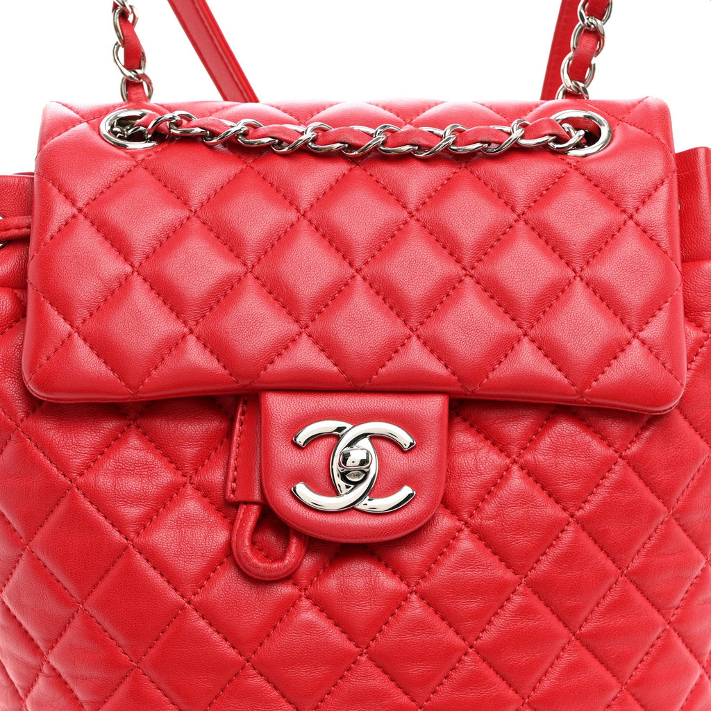 Lambskin Quilted Small Urban Spirit Backpack Red