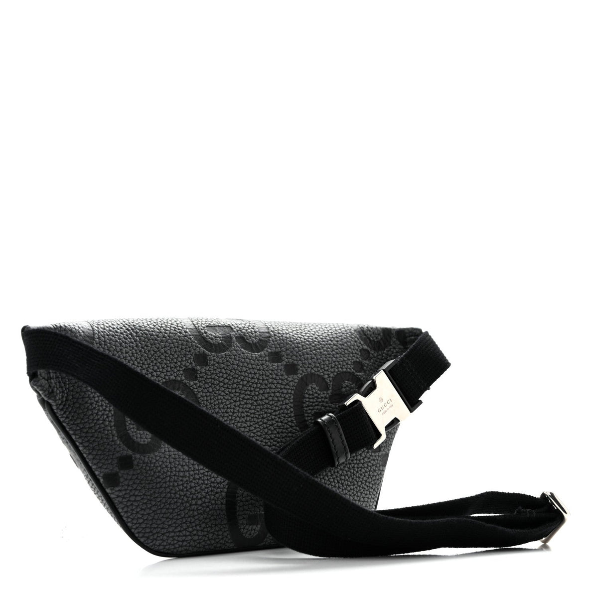 Piuma Calfskin Jumbo GG Embossed Small Belt Bag Dark Grey Black