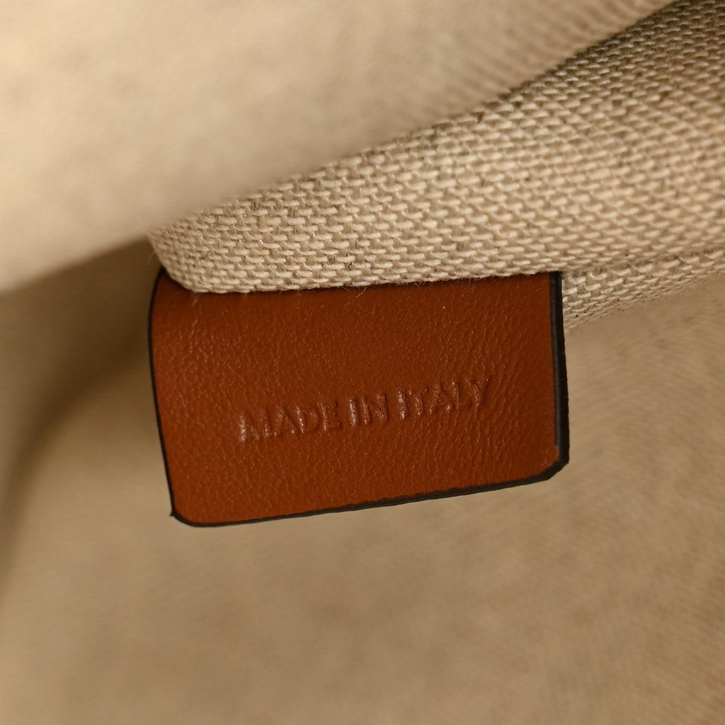 Canvas Smooth Calfskin Logo Bucket 16 Bag Khaki Beige Tan