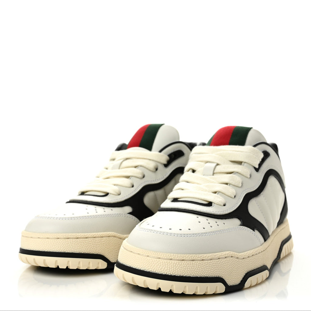 Calfskin Womens Re-Web Sneakers 37 Black White