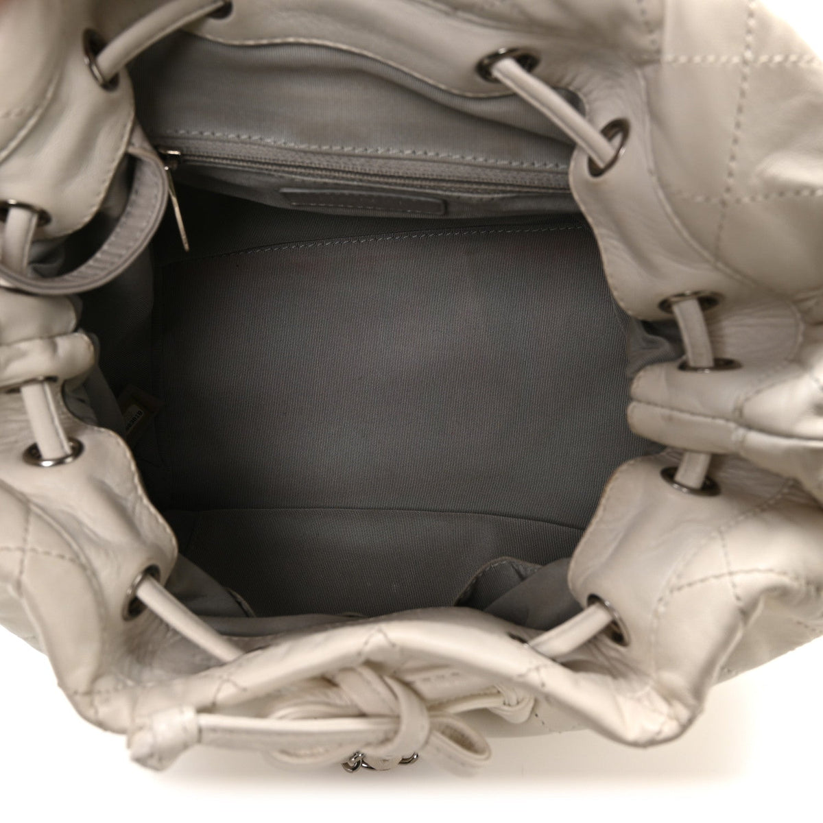 Lambskin Quilted Beijing Backpack Bag White