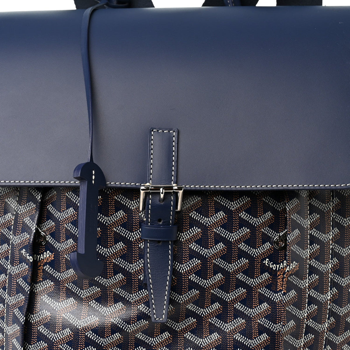 Goyardine Calfskin Alpin MM Backpack Navy
