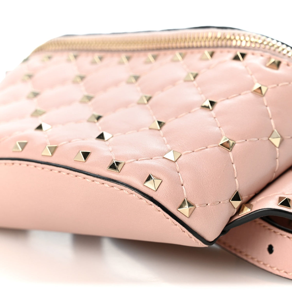 Lambskin Rockstud Spike Belt Bag 85 Water Rose