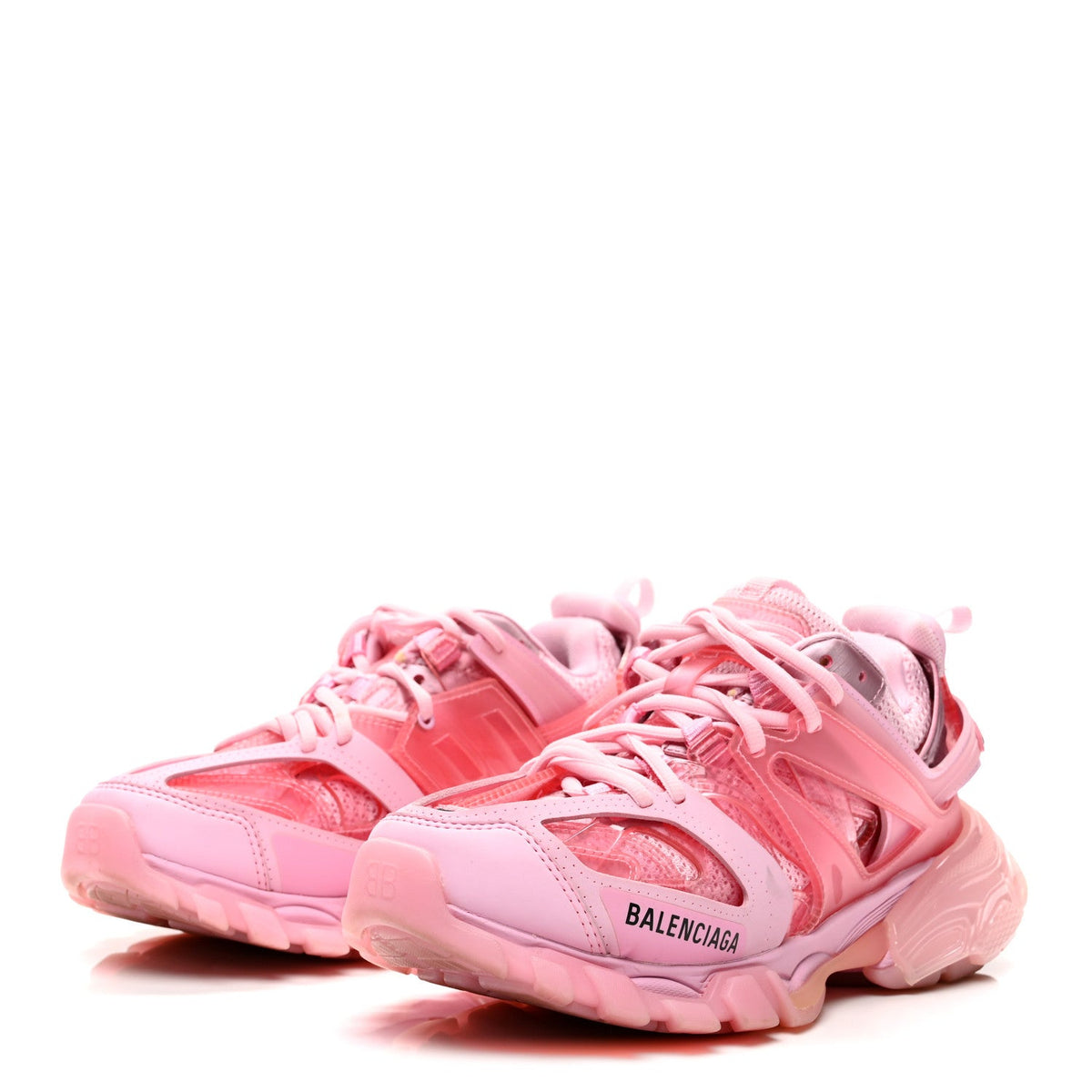 Fabric Mesh Clear Sole Womens Triple S Sneakers 36 Pink