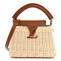 Rattan Calfskin Capucines Mini Brown