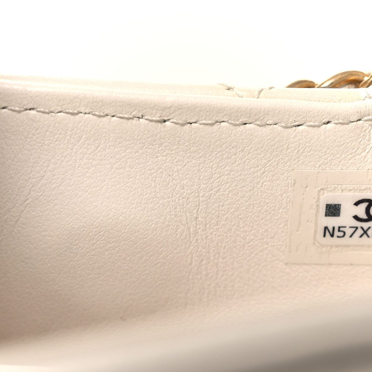 Shiny Aged Calfskin Quilted Mini Nano Kelly Shopper White