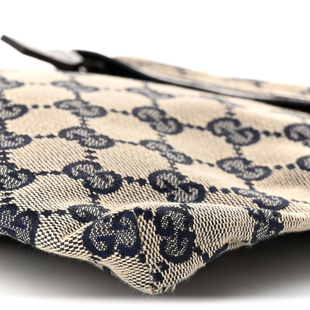 GG Monogram Web Double Pocket Belt Bag Navy