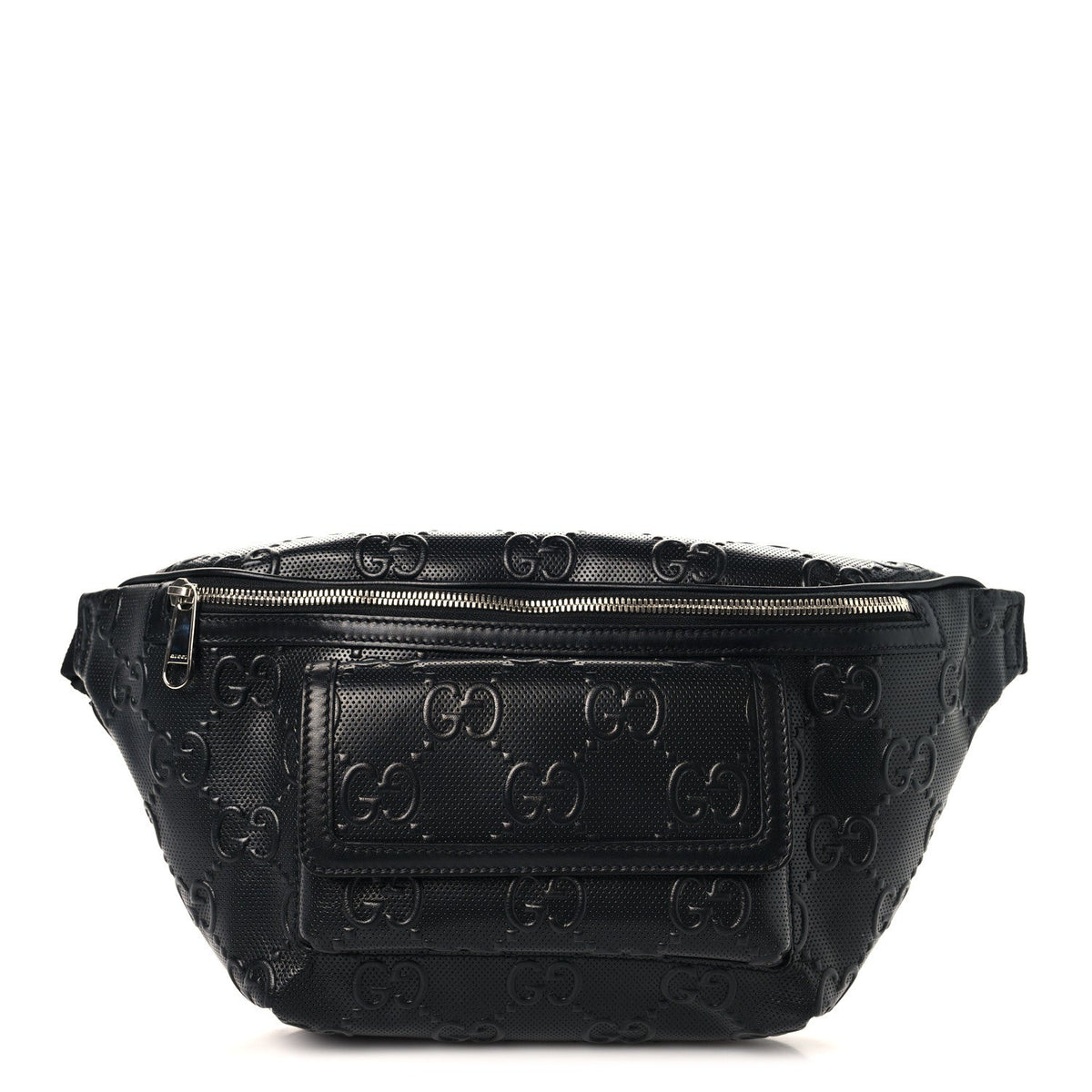 Calfskin GG Tennis Embossed Pocket Belt Bag Black