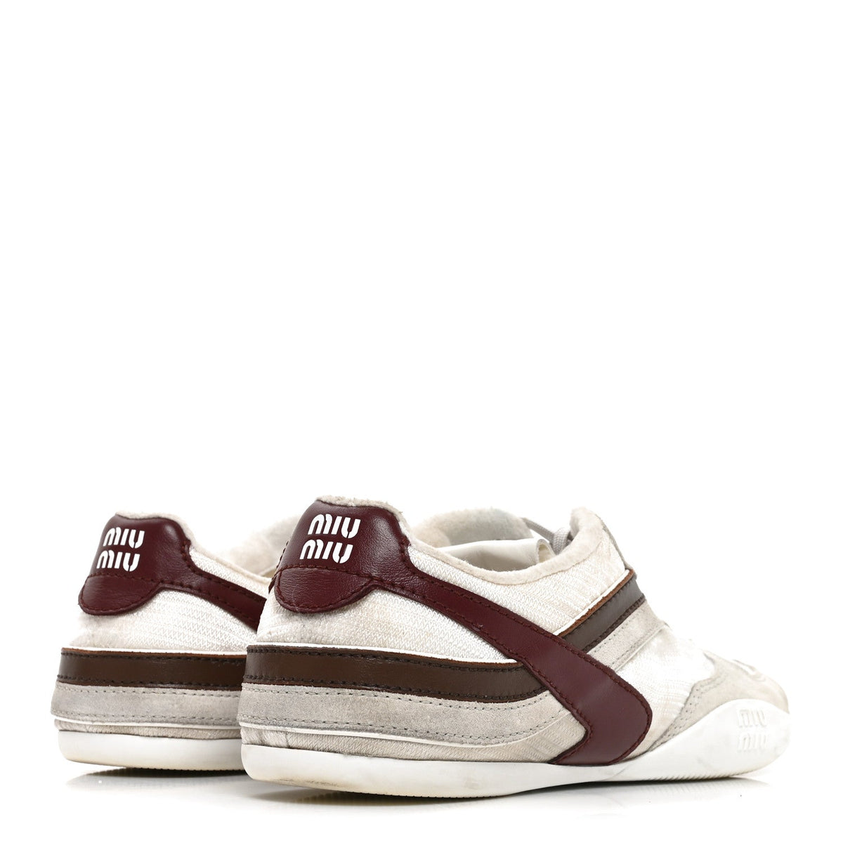 Technical Fabric Suede Gymnasium Sneakers 38 White Burgundy