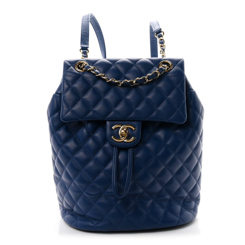 Lambskin Quilted Small Urban Spirit Backpack Blue