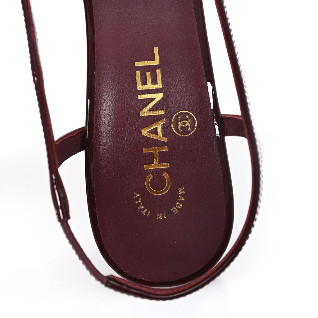 Patent Calfskin Slingback CC Cutout Pumps 40 Dark Burgundy