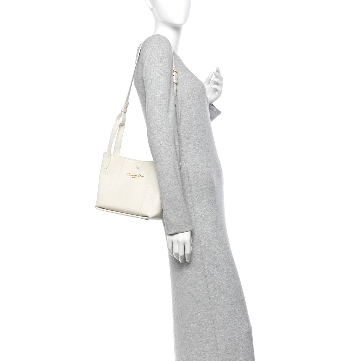 Calfskin Medium Signature Bucket Bag Latte