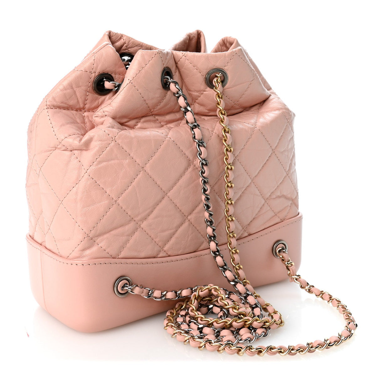 Aged Calfskin Quilted Small Gabrielle Backpack Pink
