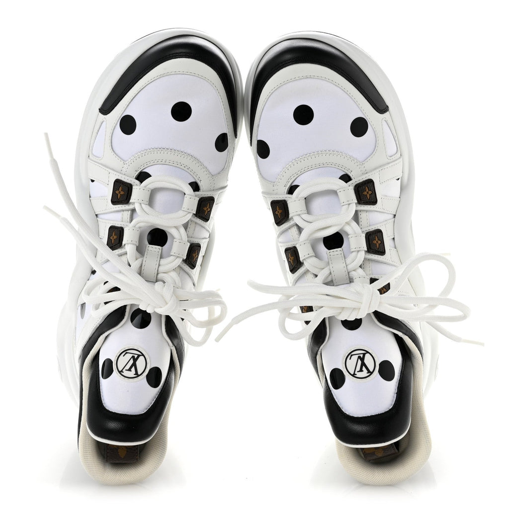 Calfskin Satin Printed Polka Dot Monogram LV Archlight Sneakers 39.5 White