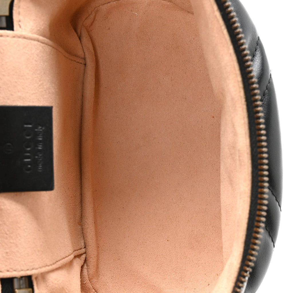 Calfskin Matelasse Mini GG Marmont Round Backpack Black