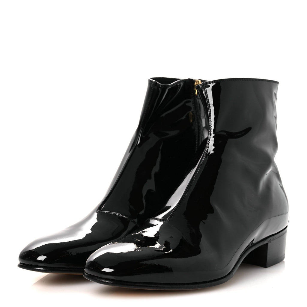 Patent Calfskin GG Lois Bee Men's Ankle Booties 13 Black