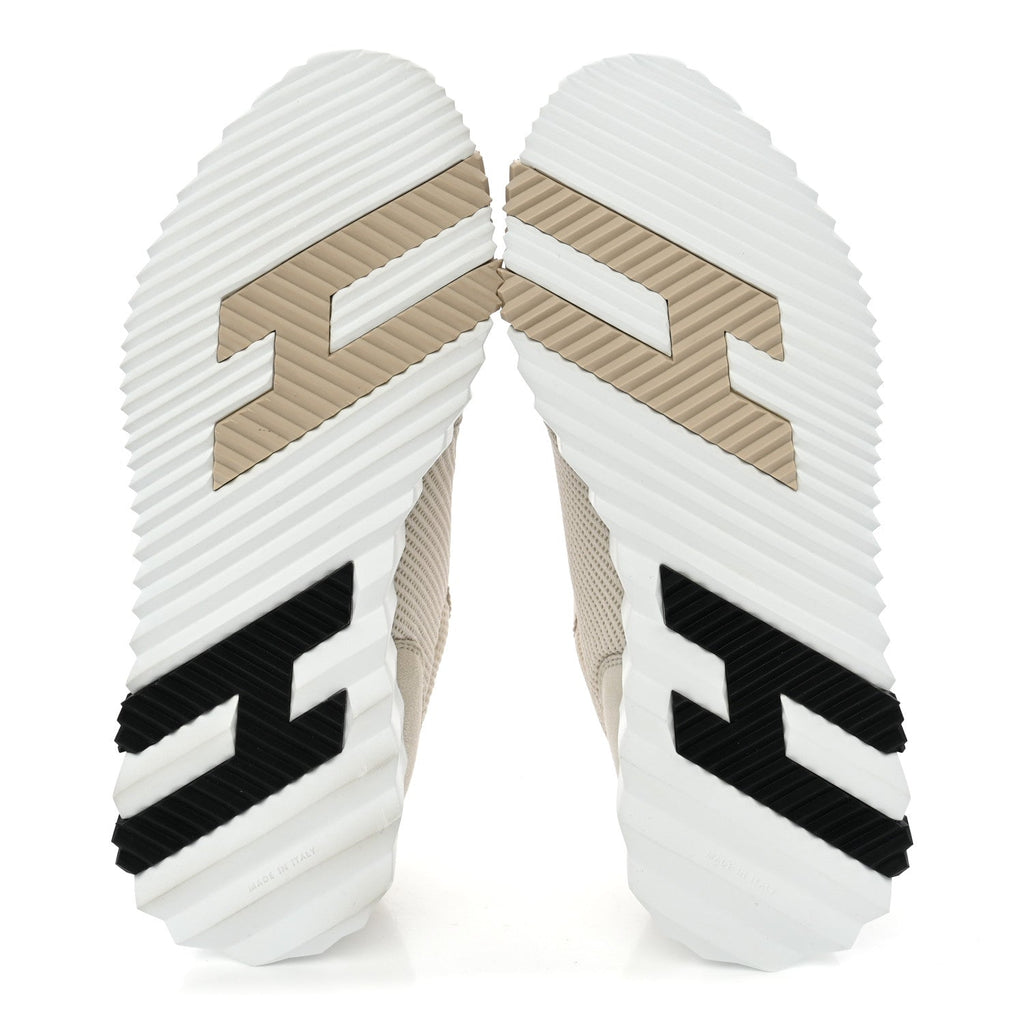 Textured Mesh Suede Goatskin Womens Bouncing Sneakers 37.5 Beige Glasie