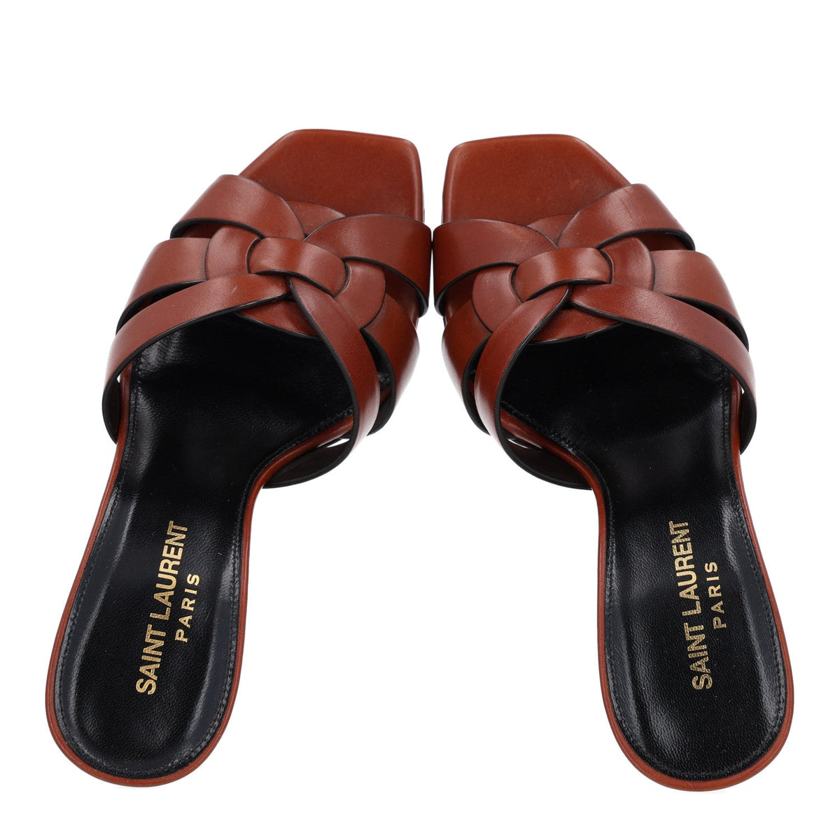 Calfskin Tribute 85 Slide Sandals 36 New Papaya