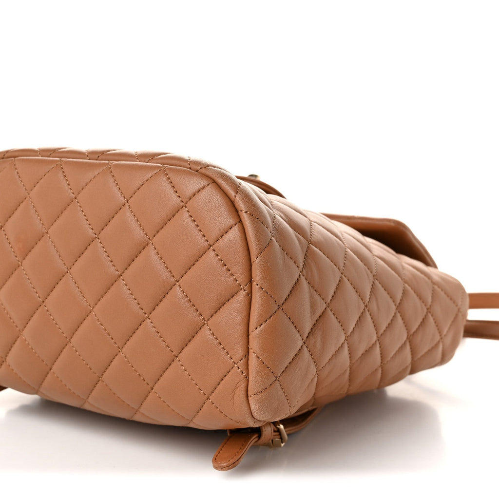 Lambskin Quilted Small Urban Spirit Backpack Brown