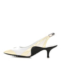 Lambskin Patent Calfskin Archlight Slingback Pumps 38 White Black