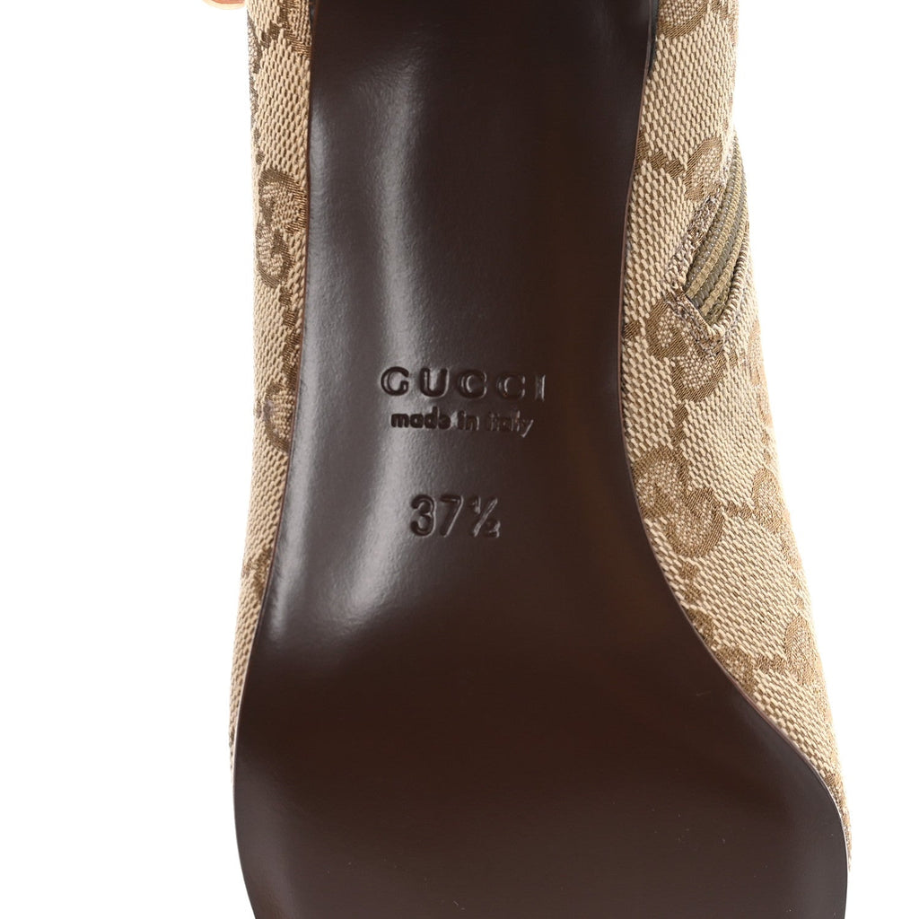 GG Monogram Malaga Kid Womens Bombshell Bootie 37.5 Sand Dark Brown