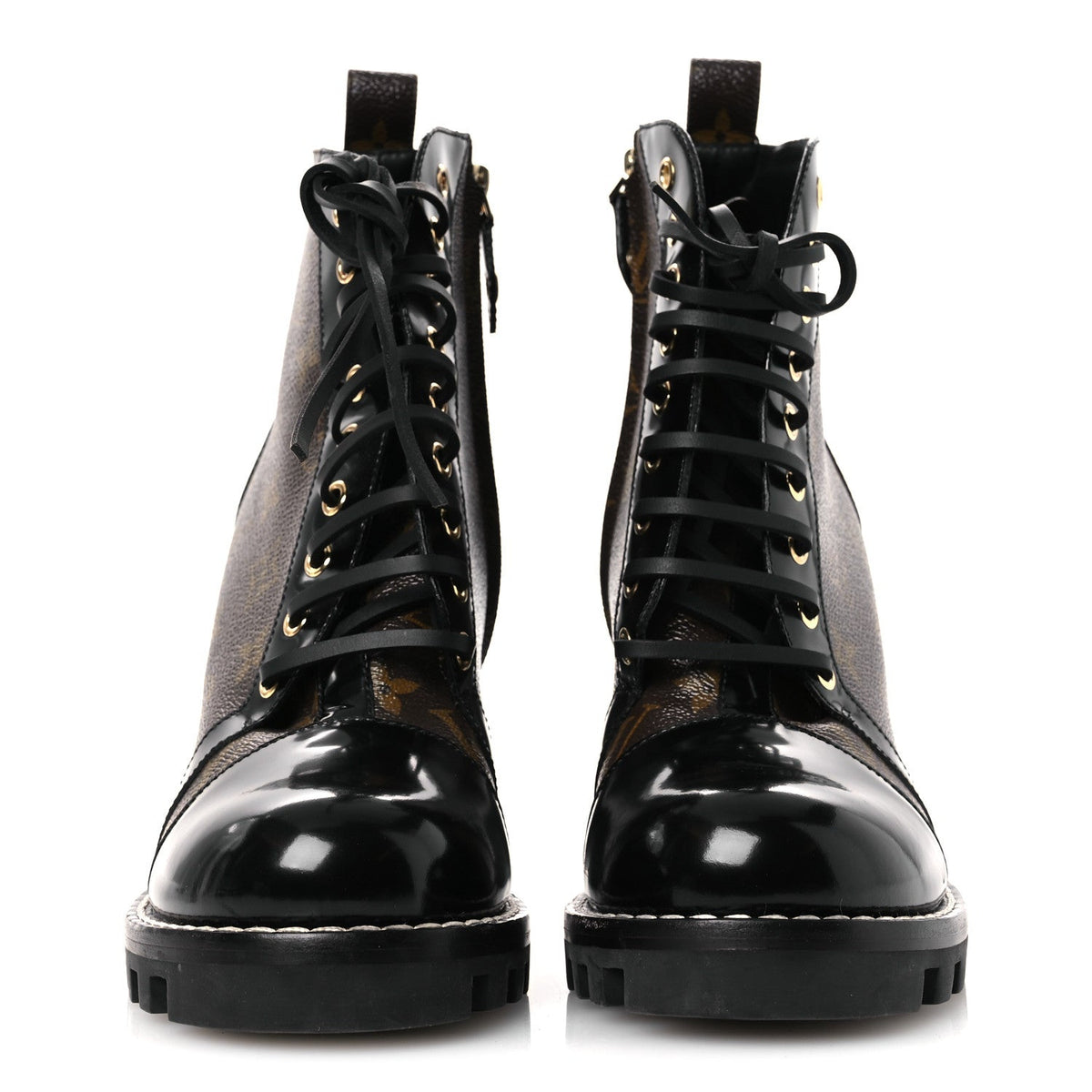Patent Calfskin Monogram Star Trail Ankle Boots 40 Black