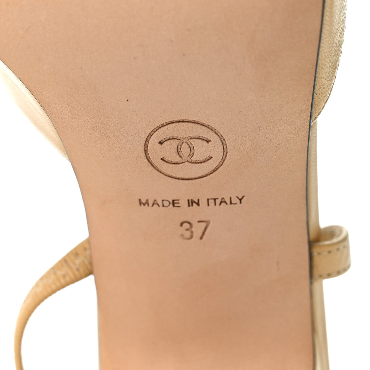 Goatskin Grosgrain Cap Toe CC Slingback Pumps 37 Beige Black